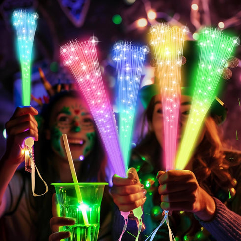 JSronms 48 PCS Fiber Optic Wand,Glow Fiber Optic Wands,Glow in The Dark Party,Glow Wands led Light up Party Favors