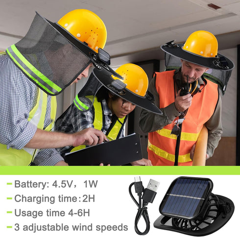 Croknit 1 Set Summer Sun Hard Hat Shade Full Brim Hard Hat Sun Visor with Solar Fans and Neck Sunshade Cover High