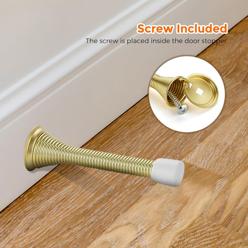 Ravinte Door Stoppers, 6 Pack Gold Spring Door Stops with Rubber Bumper for Bottom of Door