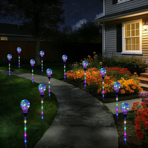 Huacenmy 6 Pack Bulb Solar Lights Outdoor Garden Decorative Waterproof Lights Outside Solar Pathway Lights for Garden