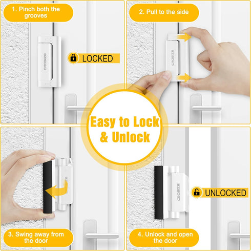 Upgraded Home Security Door Lock, Metal Reinforcement Lock for Childproof, 800 lbs Impact for Inward Swing Doors