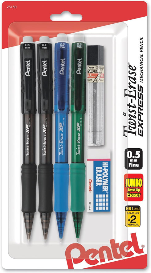 Pentel 730883 Twist-Erase Express Mechanical Pencils, No. 2 Medium Lead