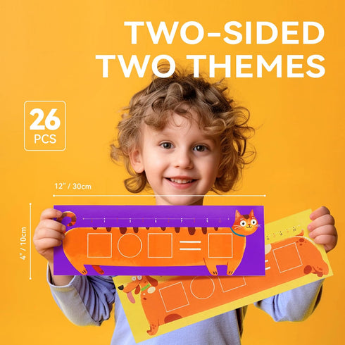 Number Line Dry Erase Boards, Double Sided Writable Math White Board for Kids, 26 Packs