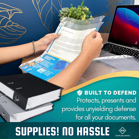 Premium Clear Plastic Sheet Protectors for 3 Ring Binder, 8.5 x 11, 50 Sleeves for Paper & Documents