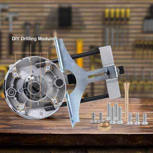 YAIRMIS 6-1/2" (6-1/2" Router Base Plate, Clear Acrylic, Letter-Marked Holes, w/BrassCentering Pin &Brass Nut, Screws