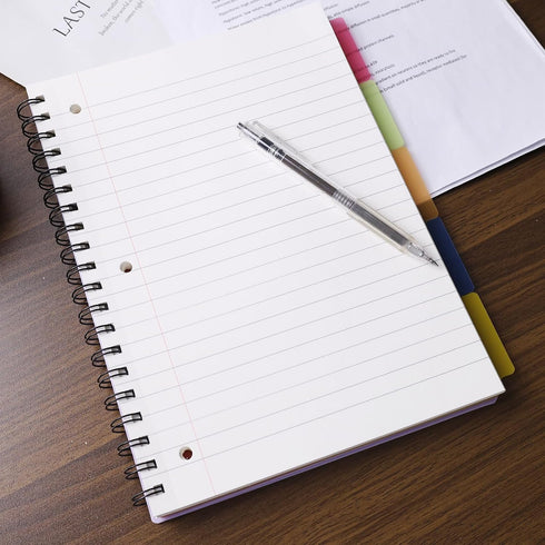 Koogel Hardcover Spiral Notebook with Tabs, 8.5x11inch, College Ruled Journals with Dividers, Perforated Edges, Purple