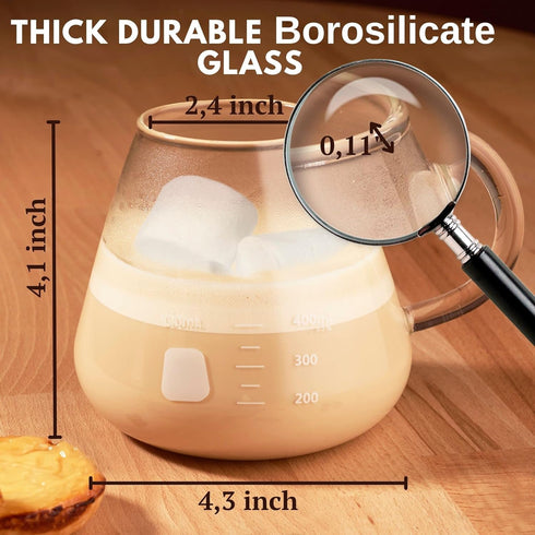 Erlenmeyer Flask Mug - Beaker Coffee Mug with Measurements, Borosilicate Glass 16.9oz (500mL) Capacity