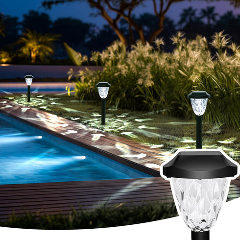 10 Pack GIGALUMI Solar Lights Outdoor, Solar Pathway Lights with Great Pattern, Waterproof Auto On/Off Light
