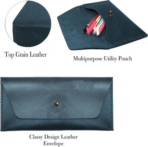 succor Genuine Leather Cash Envelopes for Men, Reusable Budget Wallet, Retro Clutch for Men and Women