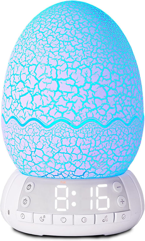 MTDYHY 20 Upgraded Dinosaur Egg Alarm Clock/Digital Clock with Night Light, Soothing Sound Timer Aid Sleep