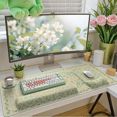 iCasso Set,Ergonomic Mouse Pad with Wrist Rest,Large Desk Mat Keyboard Pad with Wrist Support,Non-Slip Mouse Mat