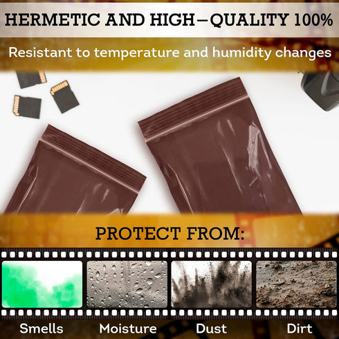 UV Protective Amber Zip Bags for Packaging, 2.5 x 9 Inches, Pack of 100