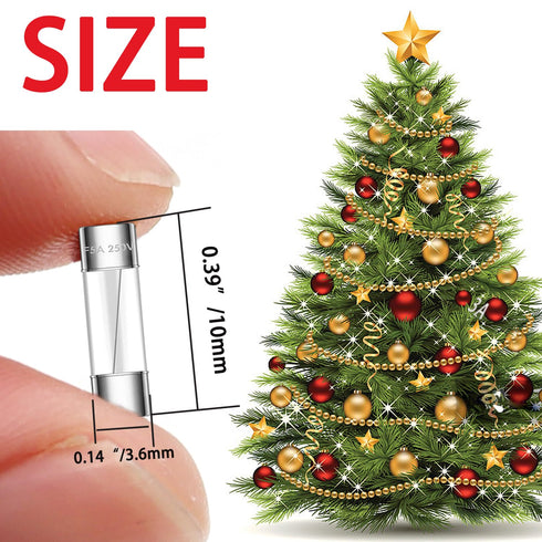 20 5A 3.6x10mm 125V Tnisesm Pcs Christmas Light fuses Fast Blow Glass Fuses, Mini Small Fuse, Christmas String Outdoor