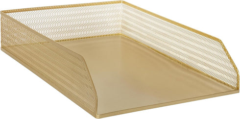 Martha Stewart Ryder Gold Mesh Metal Paper Letter Inbox Tray, 2 Pack Desktop Organizer