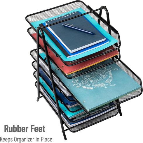 Mind Reader 7-Tier Paper Tray, Desktop Organizer for File Storage, Metal Mesh, 11.75" L x 13.75" W x 18" H, Black