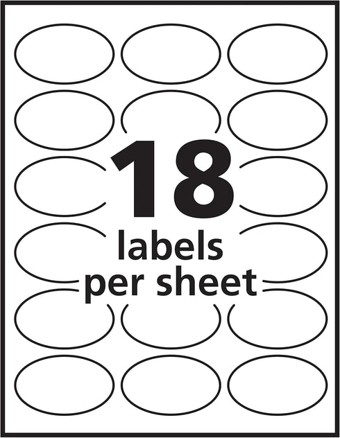 Avery Printable Blank Oval Labels, 1.5" x 2.5", Glossy Crystal Clear, 180 Customizable Labels