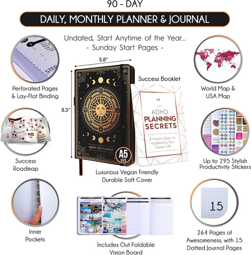 Adhd Daily Planner - A Self Care Personal Gratitude Journal to Increase Productivity and Success in Life & Work, Weekly