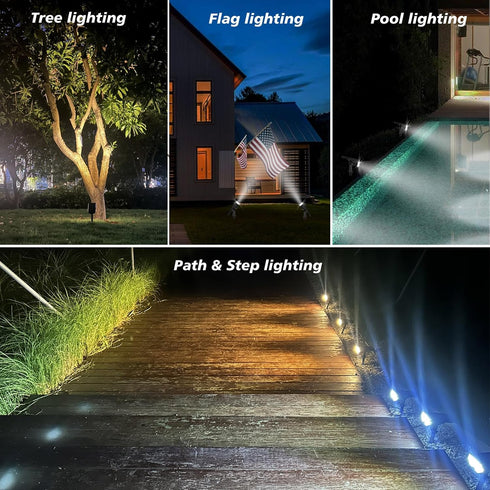 Waterproof20 2 (2 Pack,White All-New Solar Spot Lights Outdoor LEDs Solar Flag Light with Modes,Landscape Spotlights