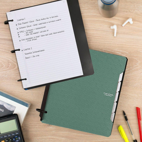 Five Star Flex Refillable Notebook, 300 Sheet Capacity, College Ruled Paper, 1-1/2 Inch TechLock Rings, Pockets, Tabs,