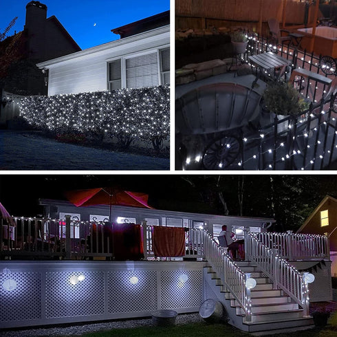 4 Pack 100 8 Solar String Lights Outdoor, Each LED Solar Twinkle Lights for Outside, Waterproof Copper Wire with Modes