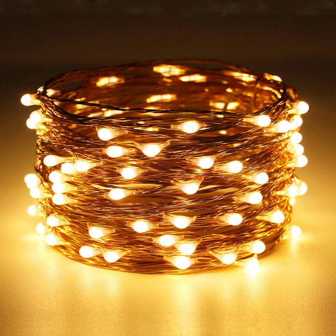 Dimmable 33 100 RUICHEN Copper Wire Ft LED Fairy String Lights Plug in with Remote, Warm White