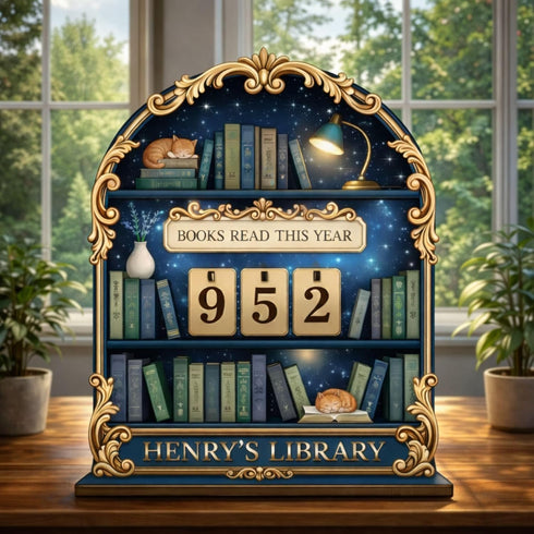 Counter, Personalized Books Read This Year Custom Name Wooden Book Tracker for Readers Librarians Teachers, Classic