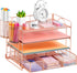 Paper Letter Tray Organizer with 4-Tier Desk Accessories, Workspace Organizers with Drawer & 2 Pen Holders