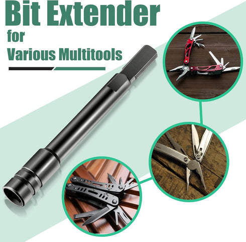 Dreyoo Multitool Bit Driver Extender, 1/4 Bit Kit Extender Compatible with Leatherman/Surge/Wave Plus (Black)