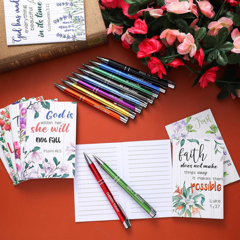 Seajan 80 Pcs Inspirational Gifts Set, 40 Motivational Ballpoint Pens, 40 Floral Prayer Journals for Women