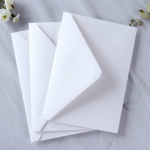 PONATIA 50 PCS/Pack White A7 Envelopes, 5.25 x 7.5'', Perfect for 5 x 7'' Wedding Invitation Cards, Christmas Gift Cards