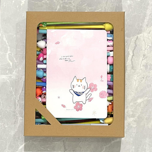 sencoo Cute Cartoon Black Gel Ink Pens, Kawaii Birthday Present for Students, 100 Pens + 100 Refill + 1 Notebook