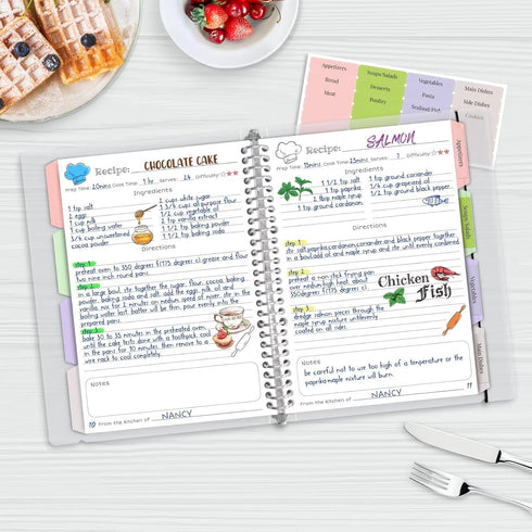 LuBudingJoy Blank Recipe Book, 8.5" x 11" Removable Hardcover Family Recipe Journal with Dividers