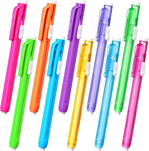 Pangda 10 Pieces Retractable Mechanical Eraser Pen - Pen-Style Erasers for Drawing, Art, and School Supplies