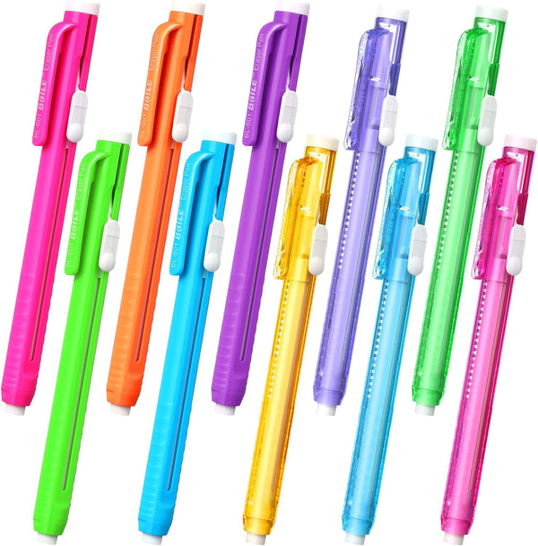 Pangda 10 Pieces Retractable Mechanical Eraser Pen - Pen-Style Erasers for Drawing, Art, and School Supplies