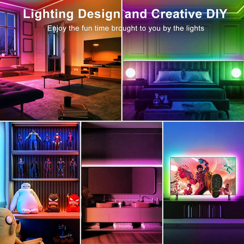 100ft, TJOY LED Lights for Bedroom RGB Color Changing Led Strip Lighting with Remote and Smart APP Control, Music Sync