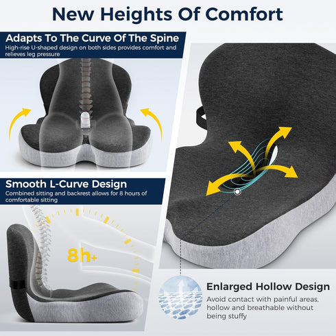 SSPATIOS Tailbone Seat Cushion, Office Chair Cushions for Relief, Seat Cushions for Office Chair with L-Shaped