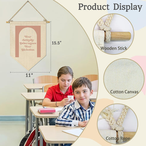 Sioial Classroom Wall Banner Decor-Teacher Gift-Back to School Wall Flag Decoration-Your Attitude Deter Mines-Hanging