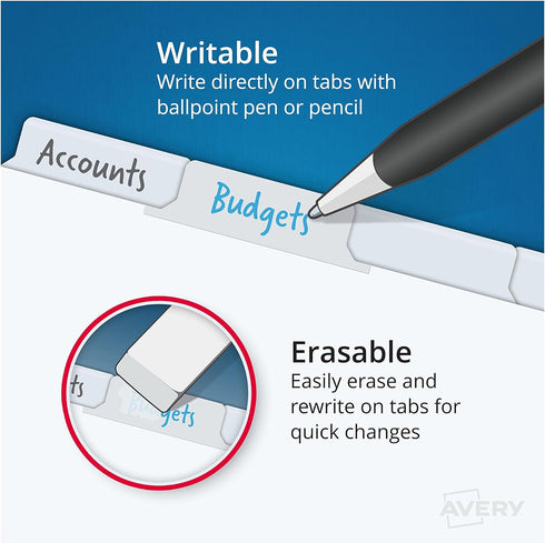 Avery Big Tab Write & Erase Dividers, 5 Multicolor Tabs - 1 Set (23180)