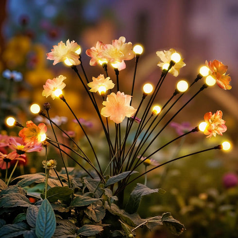 PEVOROS Solar Garden Lights, Warm White LED Swaying Solar Flowers Light for Outside,
