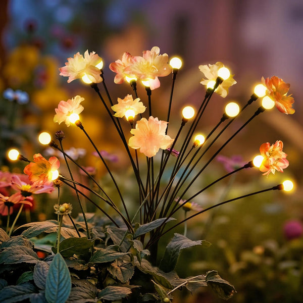 PEVOROS Solar Garden Lights, Warm White LED Swaying Solar Flowers Light for Outside,