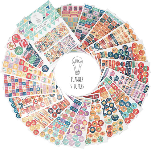 LUX Planner Stickers - 1100 Stickers (19 Sheets) for Reminders and Motivational Labels, Best Calendar Accessory