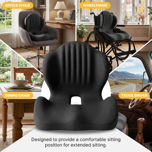 Tailbone Ergonomic Seat Cushion, Office Chair Seat Cushions with L-Shaped Design, Memory Foam Orthopedic Cushion