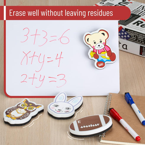 Mr. Pen Whiteboard Eraser for Kids - Cute Magnetic Dry Erase Erasers, 6 Pack for Classroom