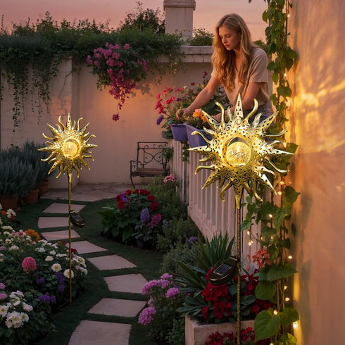 TAKE ME Sun Solar Lights Outdoor Waterproof Metal Garden Stakes for Patio Yard Walkway LawnPatio Mothers Gifts Mom Wife