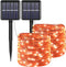 YAOZHOU Fall Outdoor Decor, 2 Pack Solar Orange Copper String Lights, 200 LED Waterproof for Porch and Garden