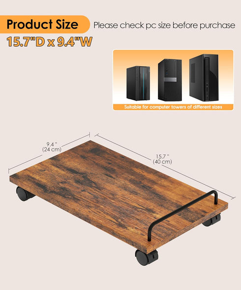 Akxomel 4 Mobile CPU Stand, Computer Tower Stand with Caster Wheels, Under Desk PC Cart for Floor, Industrial PC Tower