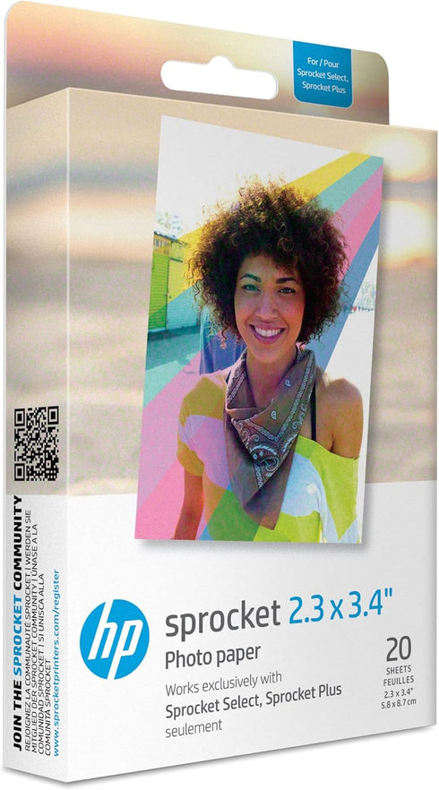 HP Sprocket 2.3 x 3.4" Premium Zink Sticky Back Photo Paper (20 Sheets)