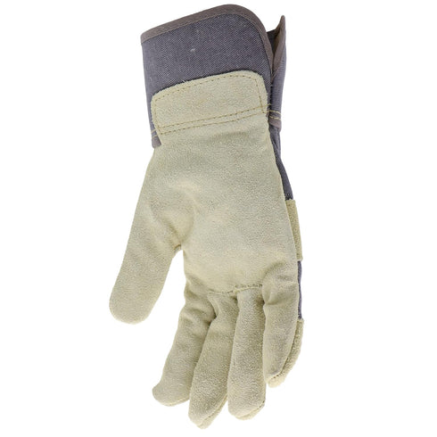 BOSS Women's Guard Split Cowhide Leather Palm Work Gloves, Medium/Large, Extended Safety Cuff, Blue/Cream