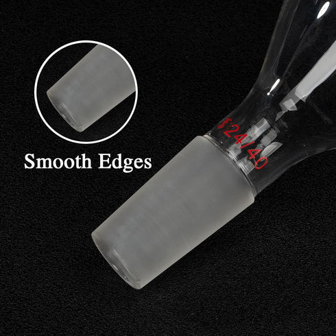 Glass Funnel, Short Stem Powder Funnel with 100 mm Top Diameter and 24/40 Inner Joint Filter Funnel for Lab