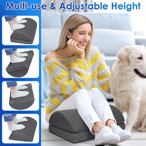 Foot Rest for Under Desk at Work, Comfortable Desk & Gaming Accessories with 2 Adjustable Heights & Removable Cover